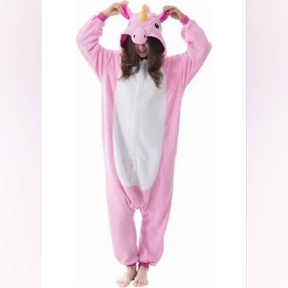 Pink Unicorn Onesie Pajamas Costume Loungeware - Picture 1 of 11